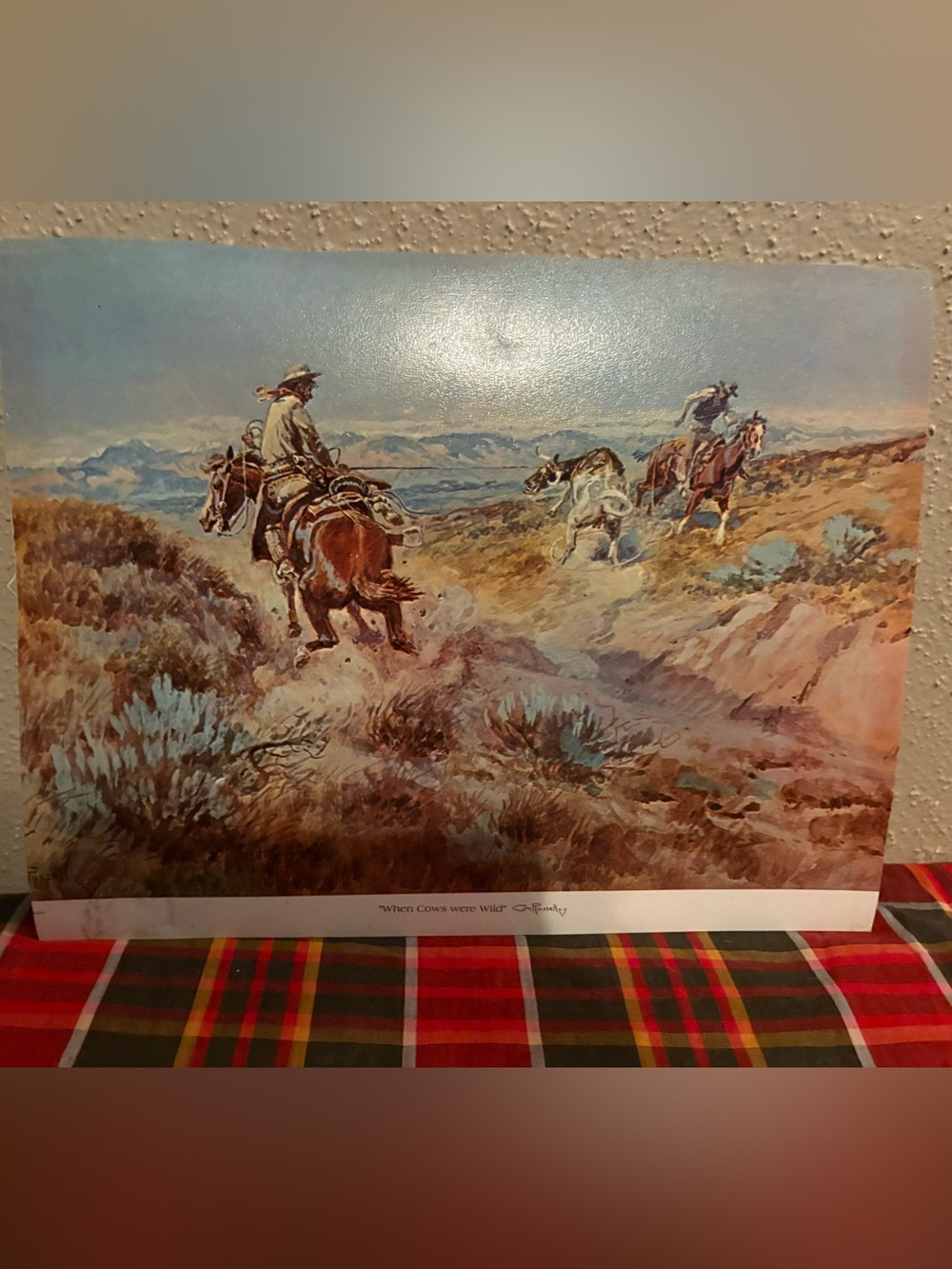 Western Cowboy Wall Art Print in Brown and Tan by Charles M. Russell